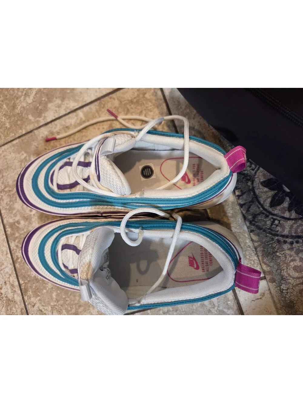 Nike Air Max 97 Women's Sneakers Hornets Easter Colorway Purple Teal Blue